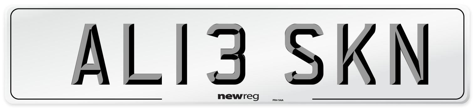 AL13 SKN Number Plate from New Reg